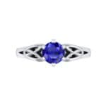 Celtic Six-Prong Blue Sapphire Engagement Ring (0.64 CTW) Top Flat View