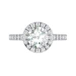 Round Halo Full Pave Diamond Engagement Ring (1.02 CTW) Top Flat View
