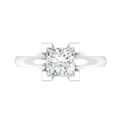 Cathedral Princess-Cut Solitaire Crystal Engagement Ring (0.65 CTW) Top Flat View
