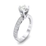 Six-Prong Milgrain Pave Crystal Engagement Ring (0.66 CTW) Perspective View