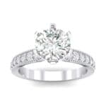 Six-Prong Milgrain Pave Crystal Engagement Ring (0.66 CTW) Top Dynamic View