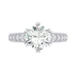 Six-Prong Milgrain Pave Crystal Engagement Ring (0.66 CTW) Top Flat View