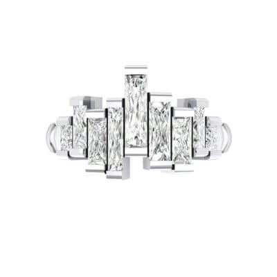 Staggered Bar-Set Crystal Ring (0 CTW) Top Flat View