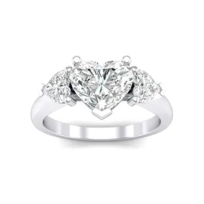 Heart Three-Stone Trellis Crystal Engagement Ring