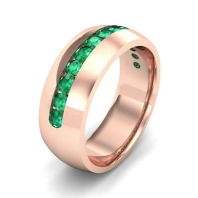 Domed Channel-Set Emerald Wedding Ring (1.17 CTW) Perspective View