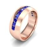 Domed Channel-Set Blue Sapphire Wedding Ring (1.17 CTW) Perspective View