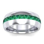 Domed Channel-Set Emerald Wedding Ring (1.17 CTW) Top Dynamic View