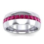 Domed Channel-Set Ruby Wedding Ring (1.17 CTW) Top Dynamic View