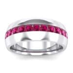 Domed Channel-Set Ruby Wedding Ring (1.17 CTW) Top Dynamic View