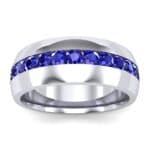 Domed Channel-Set Blue Sapphire Wedding Ring (1.17 CTW) Top Dynamic View