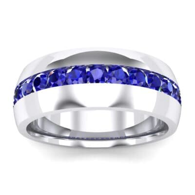 Domed Channel-Set Blue Sapphire Wedding Ring (1.17 CTW) Top Dynamic View