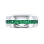 Domed Channel-Set Emerald Wedding Ring (1.17 CTW) Top Flat View