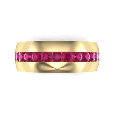 Domed Channel-Set Ruby Wedding Ring (1.17 CTW) Top Flat View