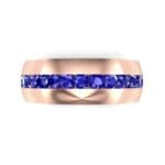 Domed Channel-Set Blue Sapphire Wedding Ring (1.17 CTW) Top Flat View