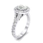 Bridge Initial Cushion-Cut Halo Crystal Engagement Ring (0.93 CTW) Perspective View