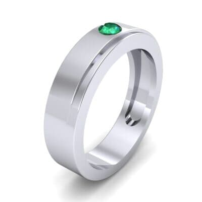 Flat Burnish-Set Solitaire Emerald Wedding Ring (0.1 CTW) Perspective View