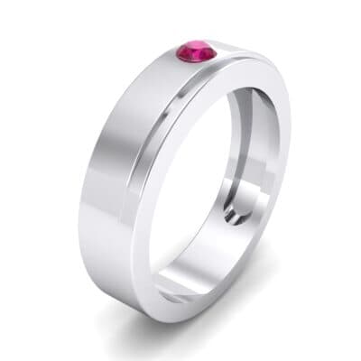 Flat Burnish-Set Solitaire Ruby Wedding Ring (0.1 CTW) Perspective View
