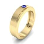 Flat Burnish-Set Solitaire Blue Sapphire Wedding Ring (0.1 CTW) Perspective View