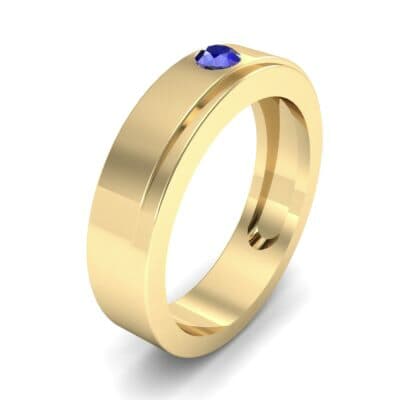 Flat Burnish-Set Solitaire Blue Sapphire Wedding Ring (0.1 CTW) Perspective View