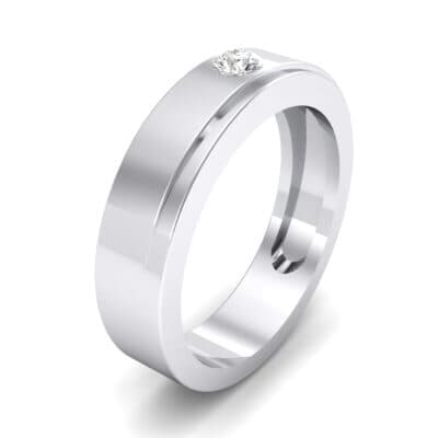 Flat Burnish-Set Solitaire Diamond Wedding Ring (0.09 CTW) Perspective View