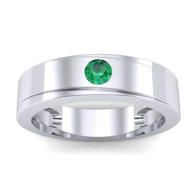 Flat Burnish-Set Solitaire Emerald Wedding Ring (0.1 CTW) Top Dynamic View
