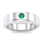 Flat Burnish-Set Solitaire Emerald Wedding Ring (0.1 CTW) Top Dynamic View