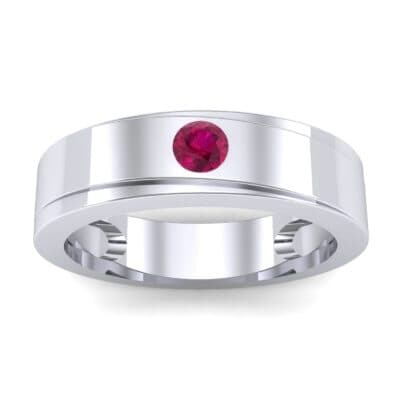 Flat Burnish-Set Solitaire Ruby Wedding Ring (0.1 CTW) Top Dynamic View