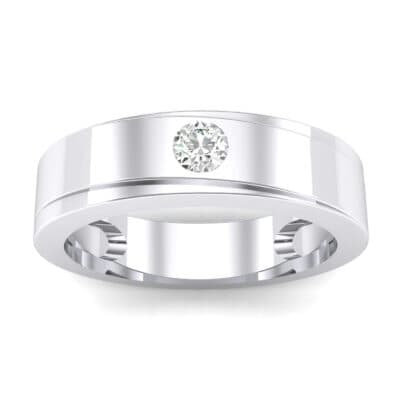 Flat Burnish-Set Solitaire Crystal Wedding Ring (0 CTW) Top Dynamic View