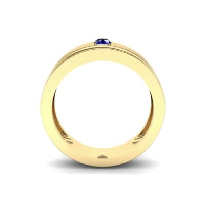 Flat Burnish-Set Solitaire Blue Sapphire Wedding Ring (0.1 CTW) Side View