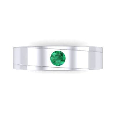 Flat Burnish-Set Solitaire Emerald Wedding Ring (0.1 CTW) Top Flat View