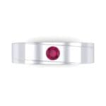 Flat Burnish-Set Solitaire Ruby Wedding Ring (0.1 CTW) Top Flat View