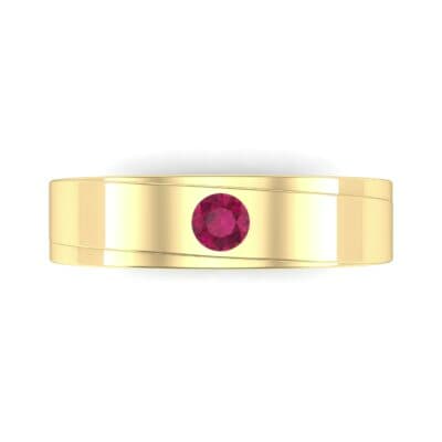 Flat Burnish-Set Solitaire Ruby Wedding Ring (0.1 CTW) Top Flat View