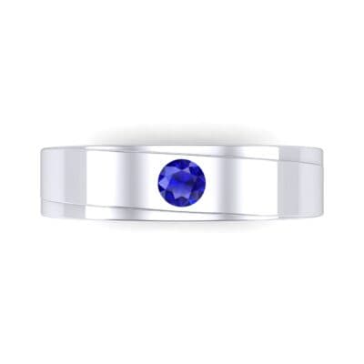 Flat Burnish-Set Solitaire Blue Sapphire Wedding Ring (0.1 CTW) Top Flat View