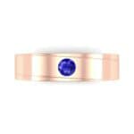 Flat Burnish-Set Solitaire Blue Sapphire Wedding Ring (0.1 CTW) Top Flat View