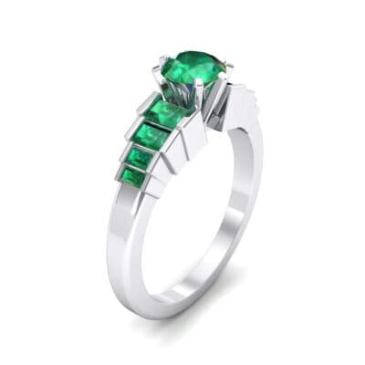 Stepped Shoulder Emerald Engagement Ring (0.67 CTW) Perspective View