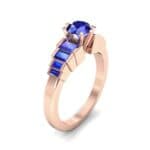 Stepped Shoulder Blue Sapphire Engagement Ring (0.67 CTW) Perspective View