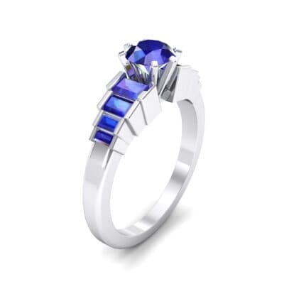 Stepped Shoulder Blue Sapphire Engagement Ring (0.67 CTW) Perspective View