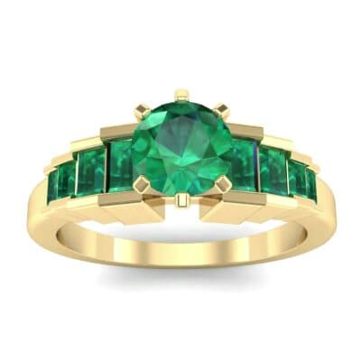 Stepped Shoulder Emerald Engagement Ring (0.67 CTW) Top Dynamic View