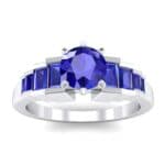 Stepped Shoulder Blue Sapphire Engagement Ring (0.67 CTW) Top Dynamic View