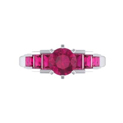 Stepped Shoulder Ruby Engagement Ring (0.67 CTW) Top Flat View