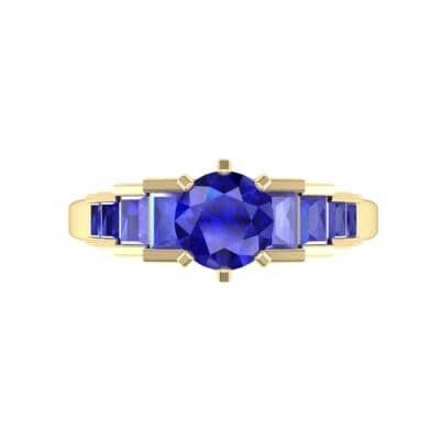 Stepped Shoulder Blue Sapphire Engagement Ring (0.67 CTW) Top Flat View