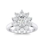 Lotus Oval Cluster Halo Crystal Ring (0.76 CTW) Top Dynamic View