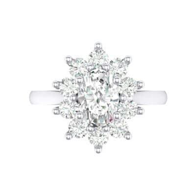 Lotus Oval Cluster Halo Crystal Ring (0.76 CTW) Top Flat View