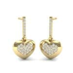 Pave Heart Diamond Drop Earrings (0.5 CTW) Perspective View