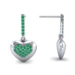 Pave Heart Emerald Drop Earrings (0.75 CTW) Top Dynamic View