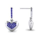 Pave Heart Blue Sapphire Drop Earrings (0.75 CTW) Top Dynamic View