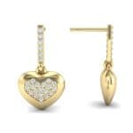 Pave Heart Diamond Drop Earrings (0.5 CTW) Top Dynamic View