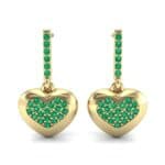 Pave Heart Emerald Drop Earrings (0.75 CTW) Side View