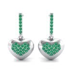 Pave Heart Emerald Drop Earrings (0.75 CTW) Side View