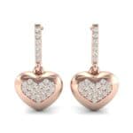 Pave Heart Diamond Drop Earrings (0.5 CTW) Side View